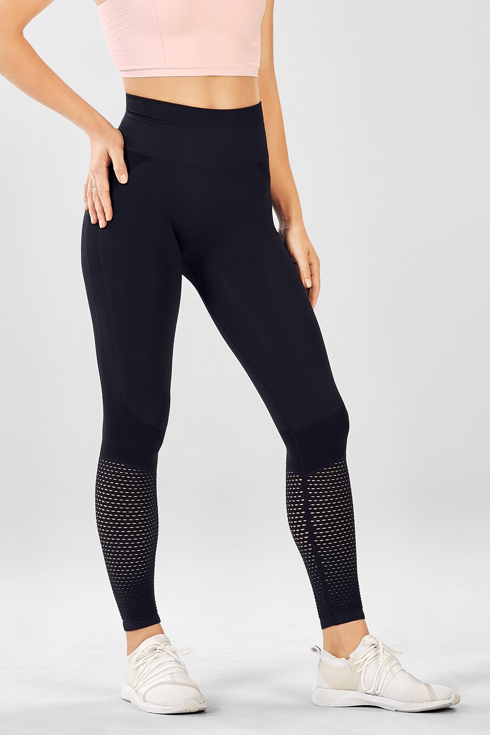 FABLETICS Mid-Rise Mesh Powerhold® Capri  Lace up leggings, Black and  white leggings, Floral print leggings